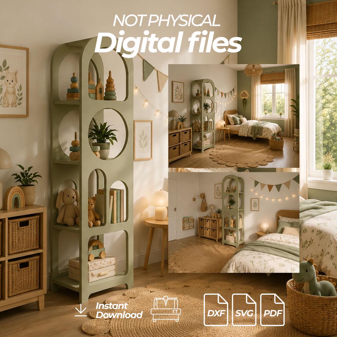 Modern Bookshelf CNC Files | Bookcase dxf | Flat Pack Furniture Plans