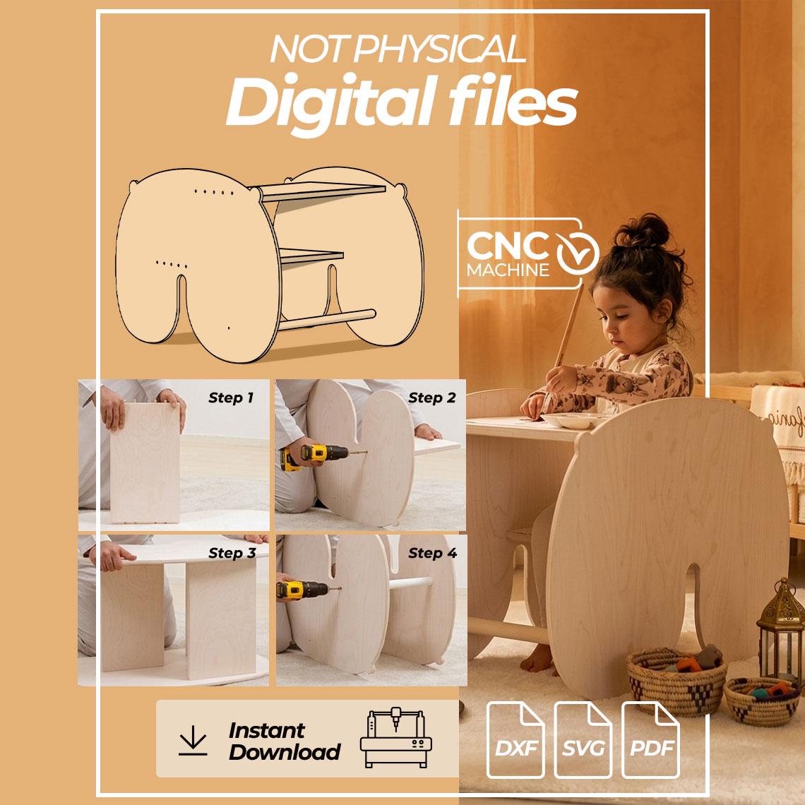 3-in-1 Rocking Horse Desk Plans | Kids Furniture DXF, SVG