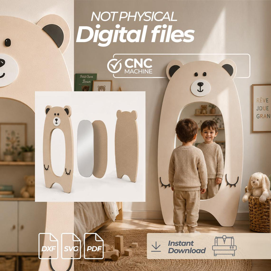 Bear Kids Mirror CNC Files | Furniture kids Plans