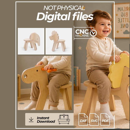 Bundle Animal Kids Chairs | 4 Wooden Chair Plans | Furniture DXF  | CNC Files Router