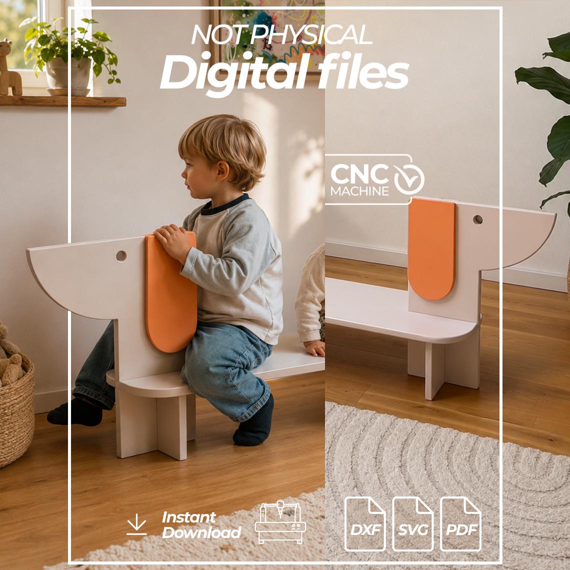 Dog Kids Bench CNC Files | Montessori Children's Plans | For CNC Router