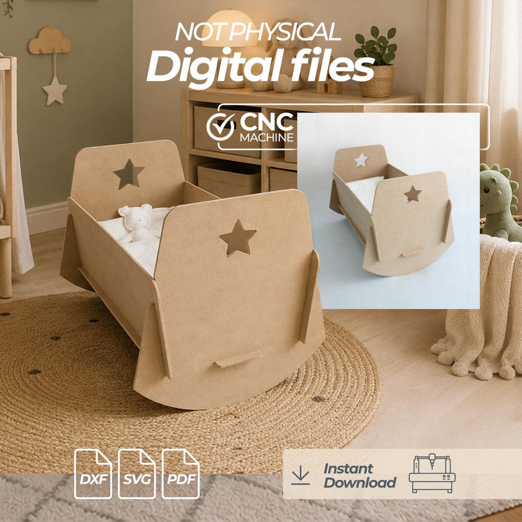Baby Crib CNC Files | Wooden Cradle Plans | Nursery Furniture