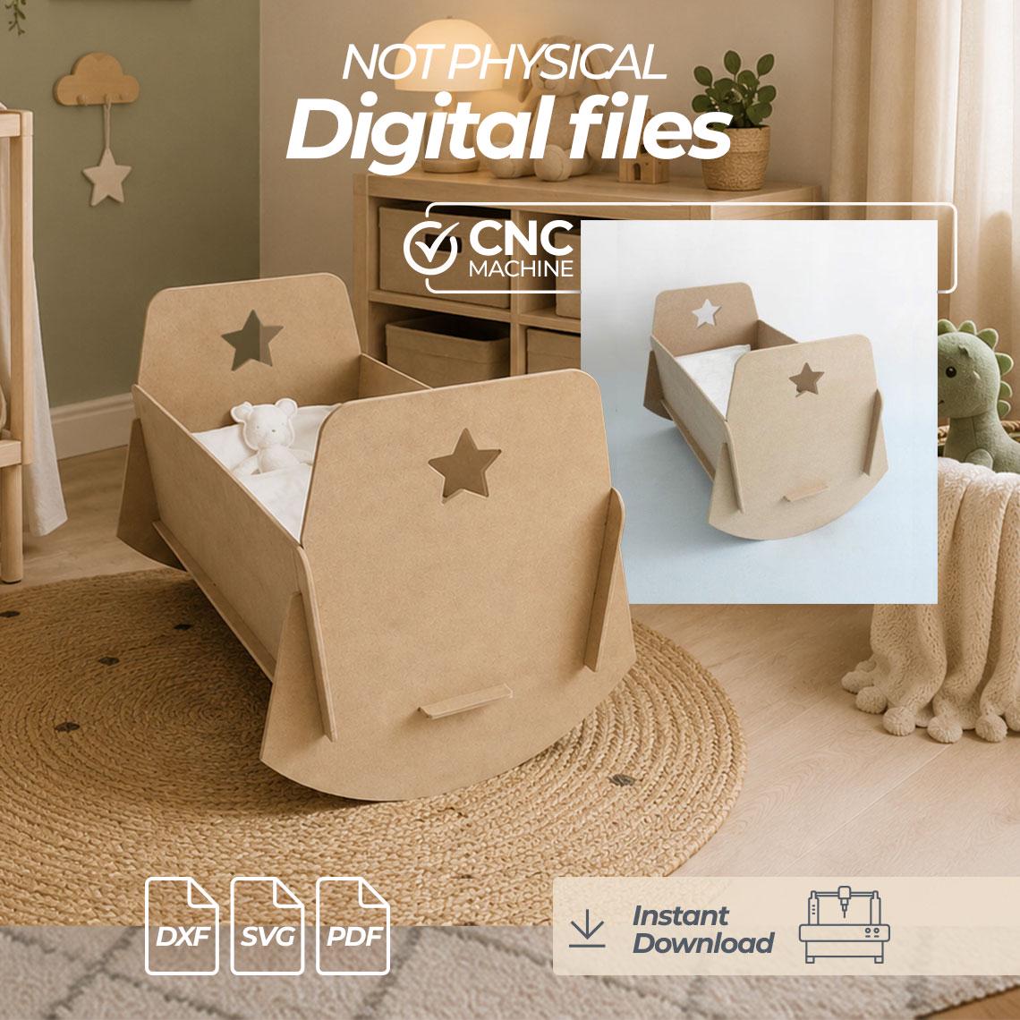 Baby Crib CNC Files | Wooden Cradle Plans | Nursery Furniture